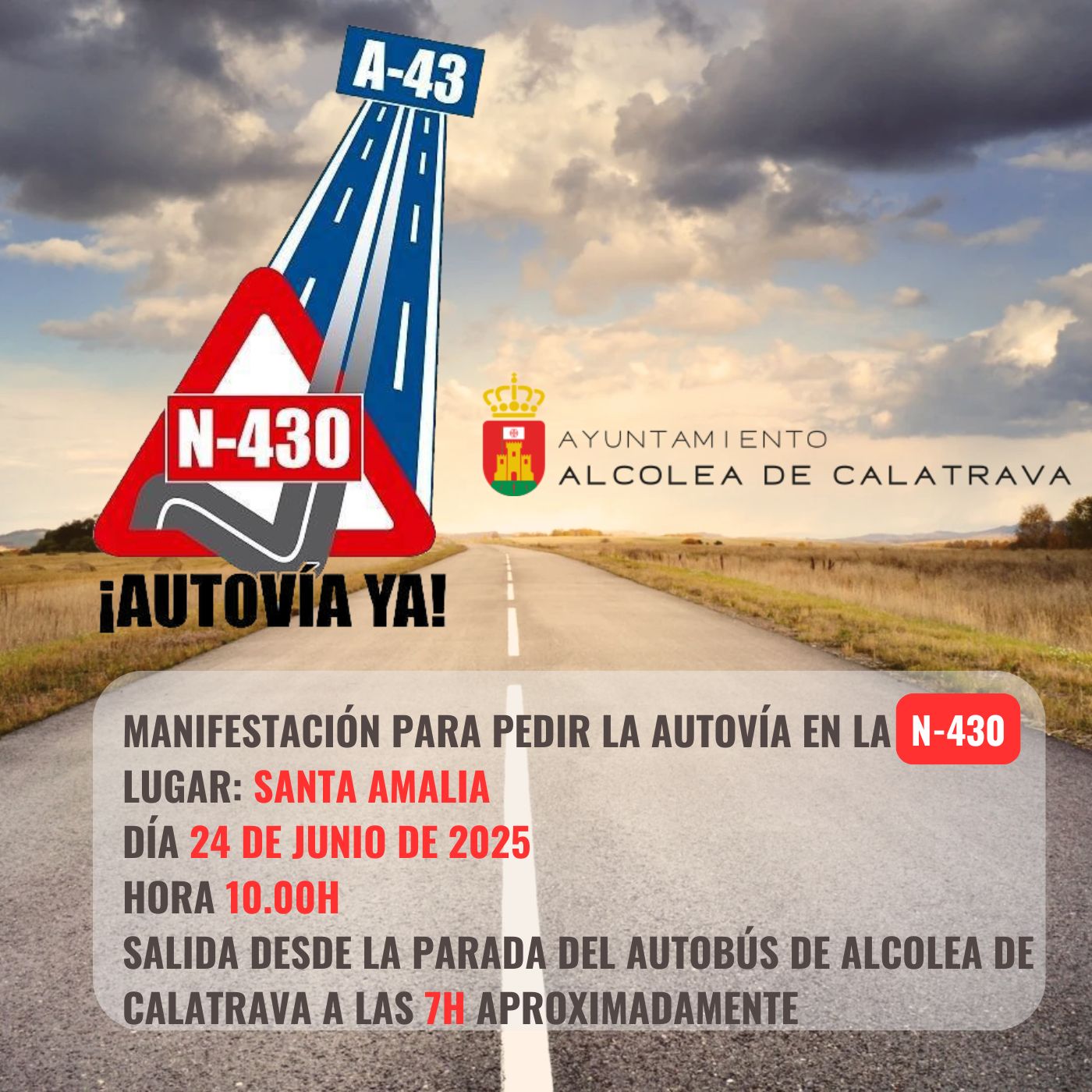 Manifestación en Santa Amalia para la conversión de la N-430 en autovía