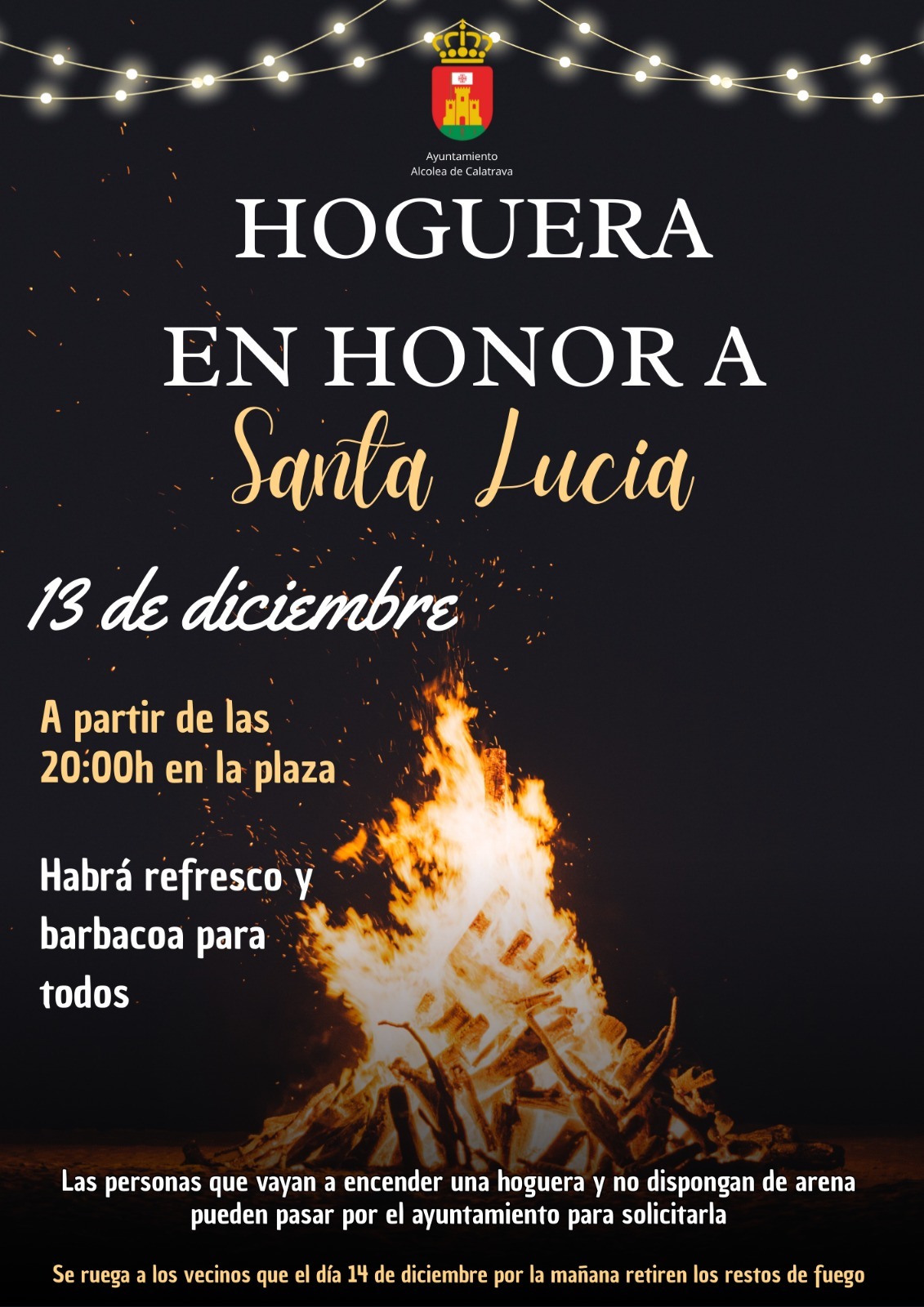 Hoguera en honor de Santa Lucía
